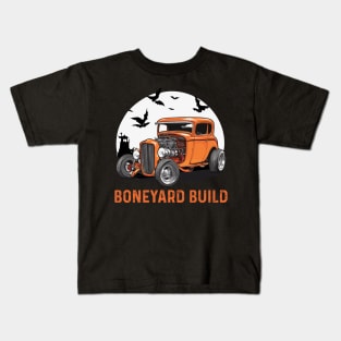 Boneyard Build Hot Rod for Halloween Kids T-Shirt